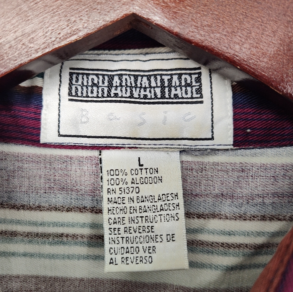 Vintage High Advantage Colorful Striped Men's Casual Shirt Size Large - Picture 2 of 3